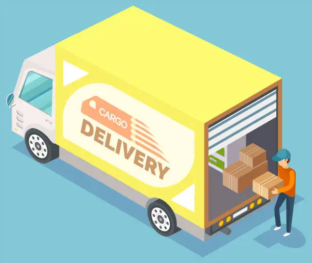 Vector illustration of Cargo Delivery of Furniture, Relocation Vector