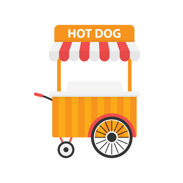 Hot dog cart icon. Vector eps10 Hot dog cart icon. Vector eps10 hot dog stand stock illustrations