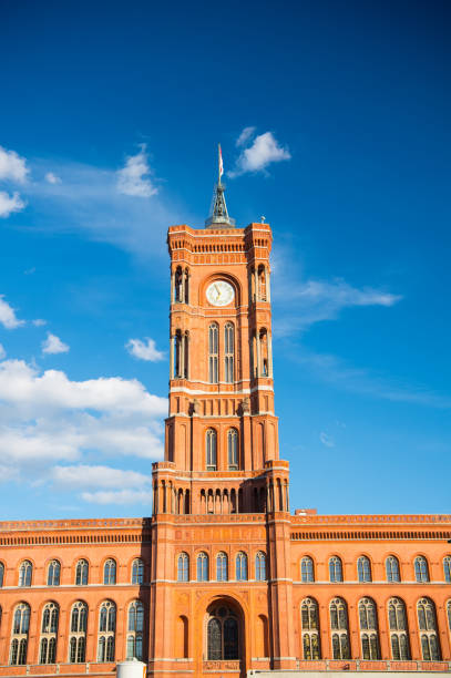 istock Panoramic front view of the red town hall in Berlin 1263922567