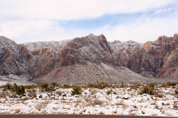 A fresh snowfall on a cold winter's day at Red Rock Canyon Nevada