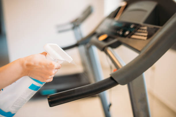istock Disinfecting treadmill stock photo 1263928114