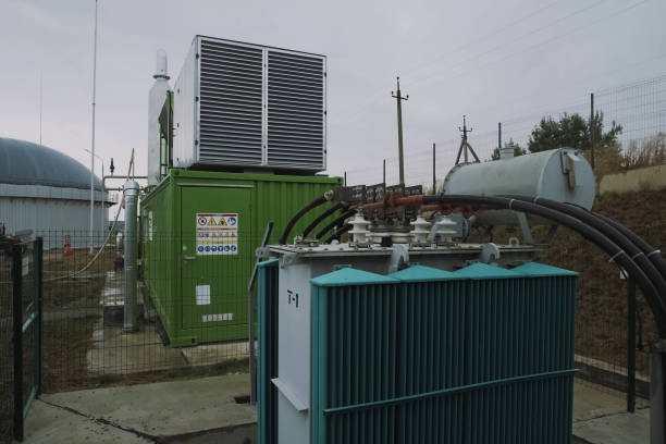 istock Industrial transformer at plant. An electrical substation. 1263928872