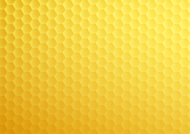 illustrazioni stock, clip art, cartoni animati e icone di tendenza di texture esagonale a nido d'ape gialla - backgrounds yellow textured built structure