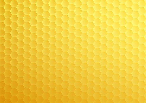 Yellow hexagonal honey comb textured surface background vector illustration