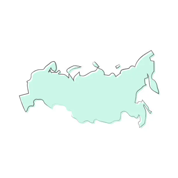 Vector illustration of Russia map hand drawn on white background - Trendy design