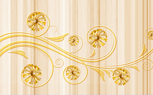 3D Wallpaper mural Design with Floral and Geometric Objects gold ball and pearls, gold jewelry wallpaper purple flowers\t\nflower, abstract, pattern, wood, gold, design, floral, texture, flowers, art, nature, vintage, frame, wallpaper, illustration, decoration, paper, yellow, old, retro, border, decorative, spring, leaf, ornament, grunge