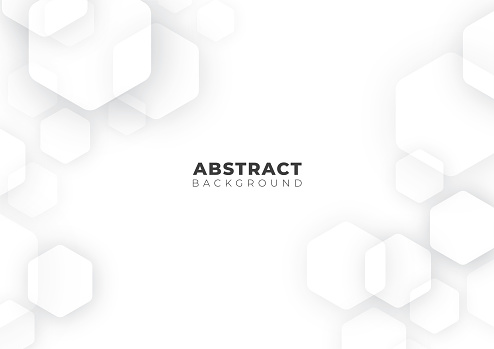 Abstract Futuristic Science, Business, Health and Technology Geometric Hexagon Shape Border White Background Texture, Vector Illustration with Copy Space