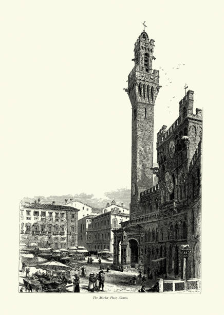 istock Medieval Gothic architecture, Cathedral, Market, Siena, Tuscany, Italy, 19th Century 1263932981