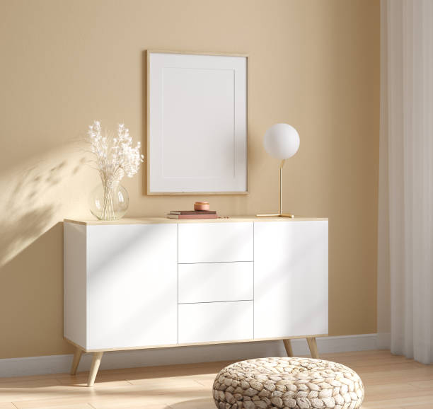 istock Mockup frame in interior background, room in light pastel colors, Scandinavian style 1263936596