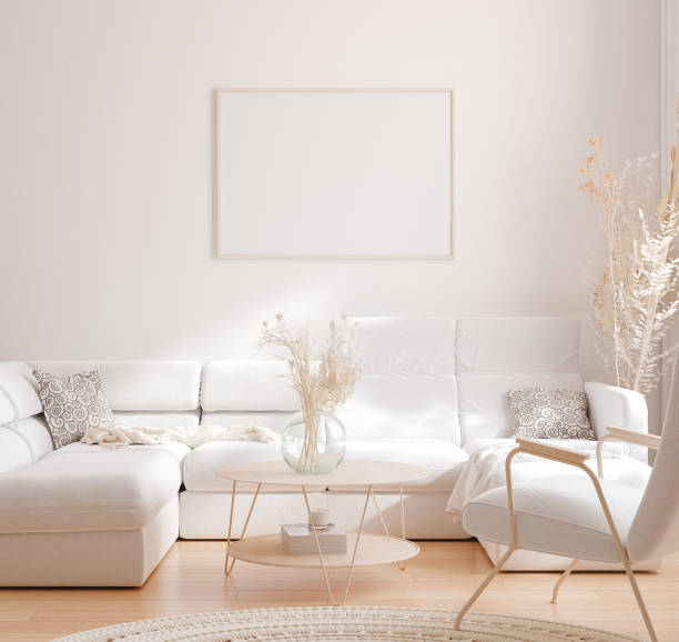 istock Mockup frame in interior background, room in light pastel colors, Scandinavian style 1263936597