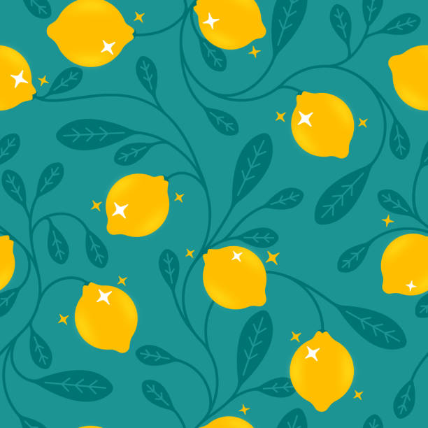 illustrations, cliparts, dessins animés et icônes de fond de citrons sans couture - lemon fruit citrus fruit yellow