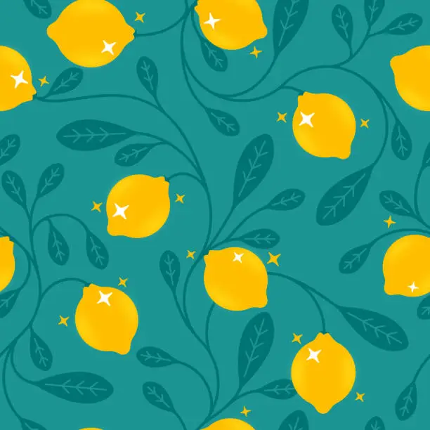 Vector illustration of Seamless Lemons Background