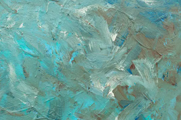 Turquoise abstract background with impasto painterly brushstrokes