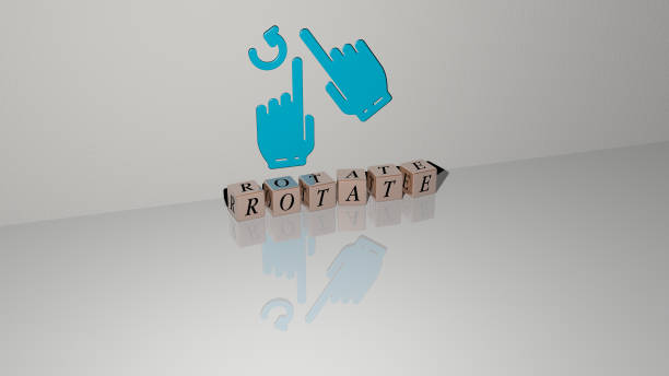 istock 3D graphical image of rotate vertically along with text built by metallic cubic letters from the top perspective, excellent for the concept presentation and slideshows. illustration and icon 1263942005