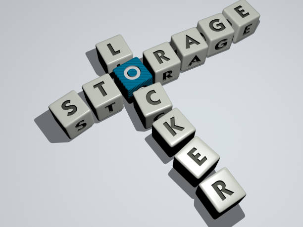 istock combination of STORAGE LOCKER built by cubic letters from the top perspective, excellent for the concept presentation. illustration and data. 3D illustration 1263942016