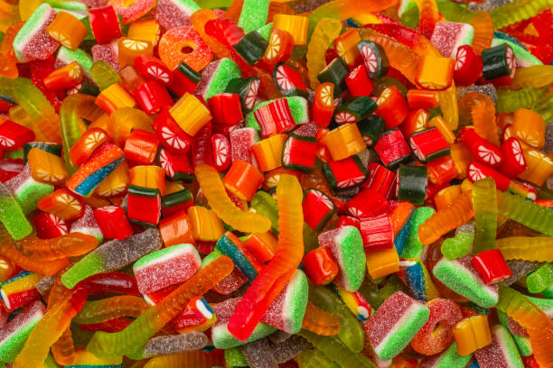 istock Assorted gummy candies. Top view. Jelly  sweets background. 1263942272