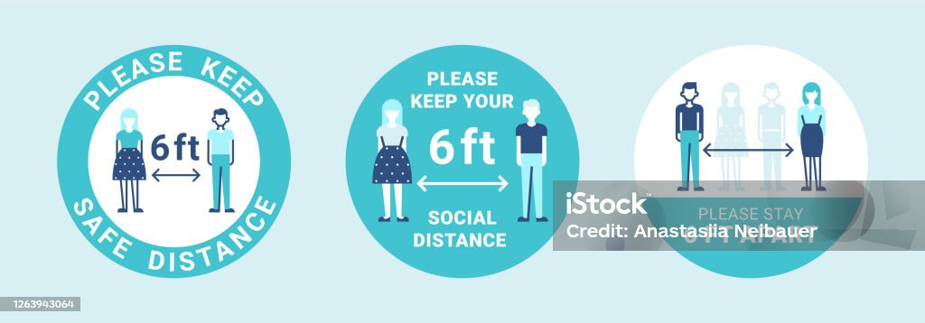 Voornaamwoord Verkleuren kijk in Modern Labels About Social Distancing For Stop Infection Stock Illustration  - Download Image Now - iStock
