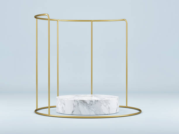 istock Mock up of geometry podium for project presentation 1263947194