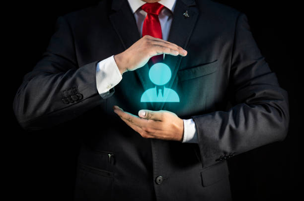 istock elegant businessman working with hologram 1263950717