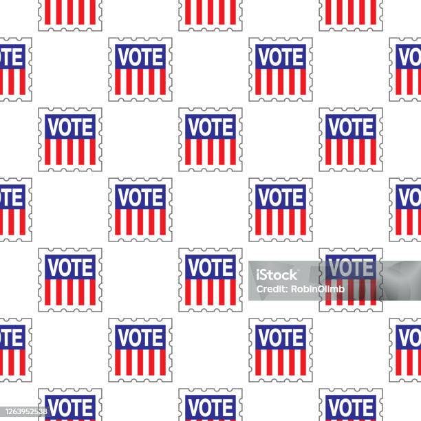 Voting Pattern Header Vote Postage Stamp Seamless Pattern Stock Illustration - Download Image ...