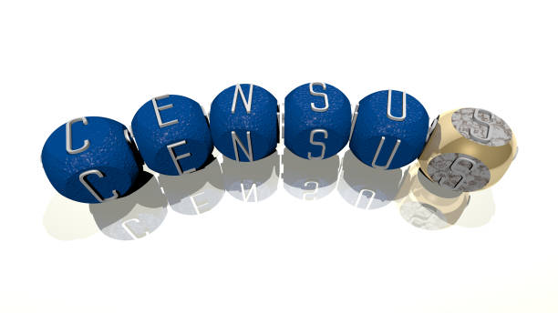 istock crosswords of CENSUS arranged by cubic letters on a mirror floor, concept meaning and presentation. illustration and map. 3D illustration 1263959105