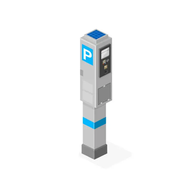 Vector illustration of Isometric Parking Meter - Vector Icon Illustration