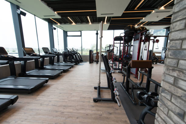 istock Modern Gym Interior With Equipment 1263965626