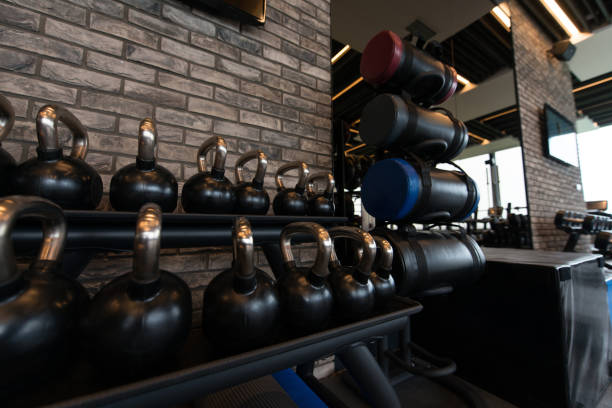 istock Rows Of Dumbbells In The Gym 1263965634