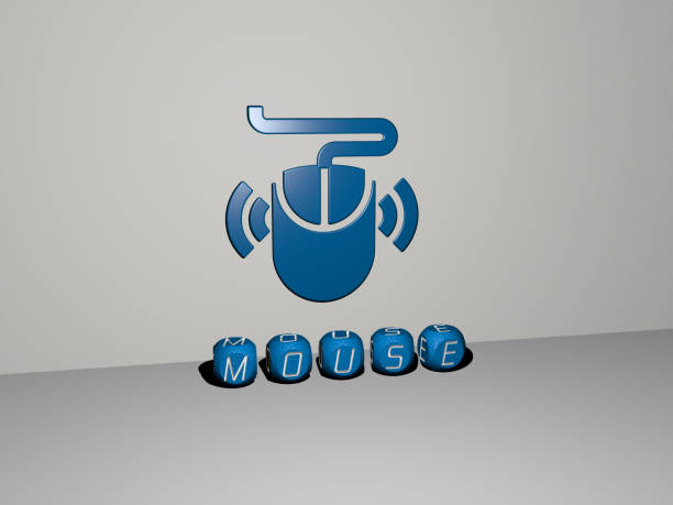 istock 3D representation of mouse with icon on the wall and text arranged by metallic cubic letters on a mirror floor for concept meaning and slideshow presentation. illustration and background 1263967272