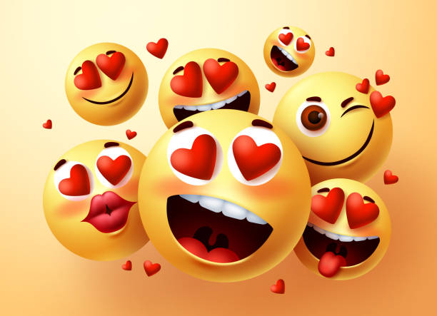 istock Emoji smiley in love vector creator set. Smiley emojis with hearts and in love face 1263968825