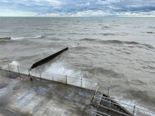 istock High winds kicks up waves on Lake Michigan shore 1263969027