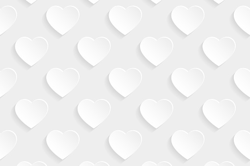Modern and trendy abstract background. Seamless texture with heart patterns for your design (colors used: white, gray). Vector Illustration (EPS10, well layered and grouped), wide format (3:2). Easy to edit, manipulate, resize or colorize.