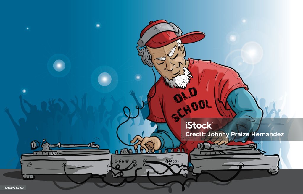 Dj Old School Stock Illustration - Download Image Now - DJ, Active Seniors,  Cartoon - iStock