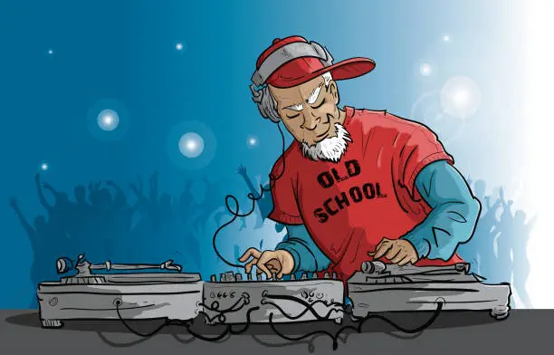 Vector illustration of DJ Old School