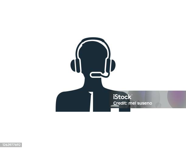 Call Center Person Icon Vector Template Illustration Design Stock