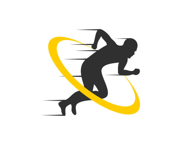 Fast running people marathon logo Fast running people marathon logo marathon icons stock illustrations