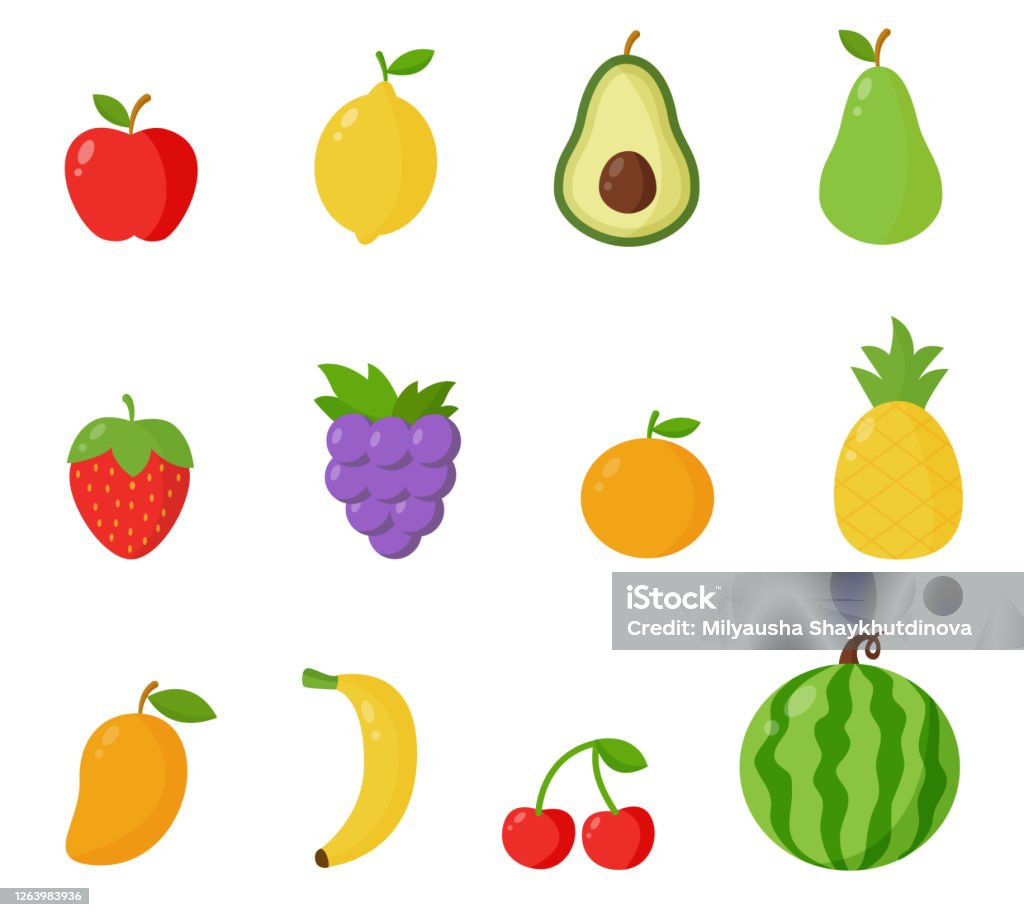 Bộ Sưu Tập Các Loại Trái Cây Mùa Hè Vector Hoạt Hình Được Phân Lập ...