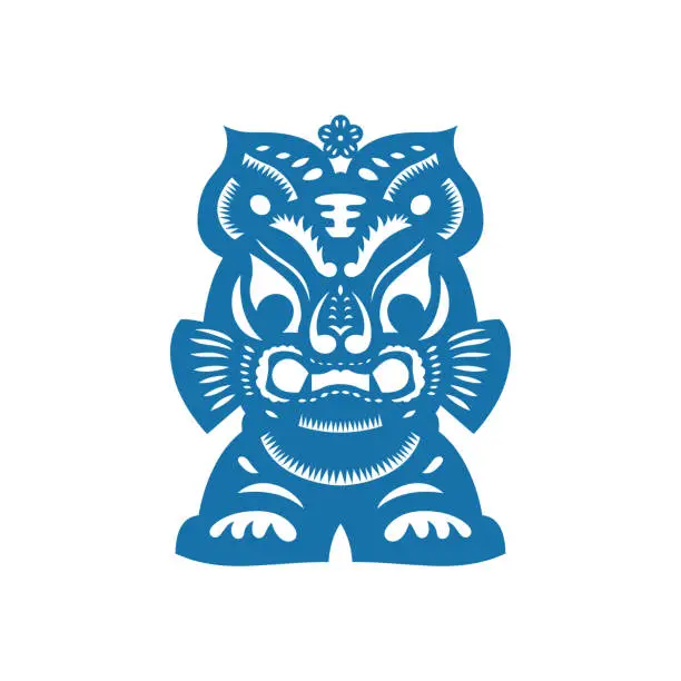 Vector illustration of Zodiac Sign of Tiger(China paper-cut patterns)