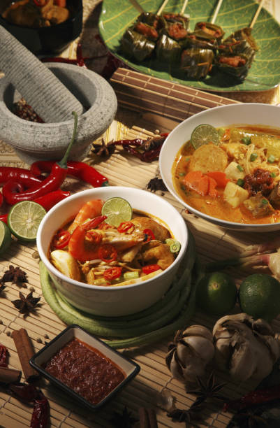istock Lontong,curry noodle and barbeque pandan chicken 1263986334