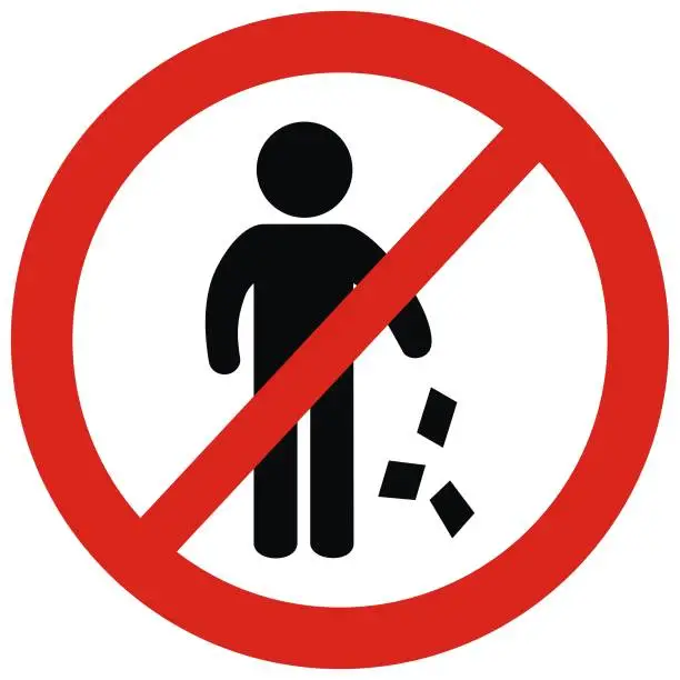 Vector illustration of Prohibition of waste disposal. Vector sign