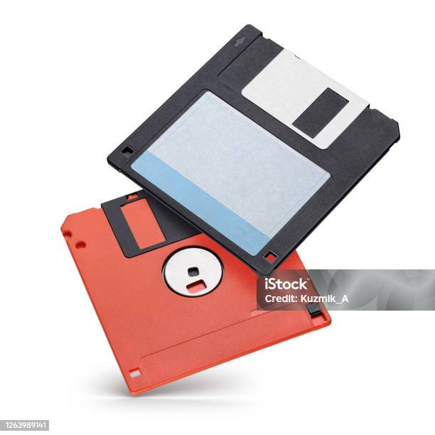 Two 35inch Floppy Disk Or Diskette Isolated On White Stock Photo - Download Image Now