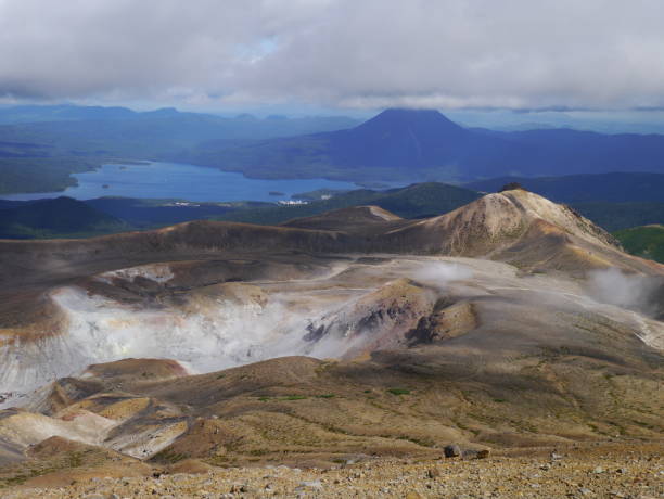 Mount Meakandake of Akandake in Hokkaido, Japan (100 famous mountains) One of the 100 famous mountains in Japan (Hyakumeizan), which is located in Akan Mashu National Park. national park akan stock pictures, royalty-free photos & images