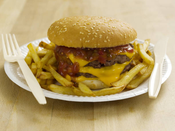 istock Double cheeseburger and fries 1263992553