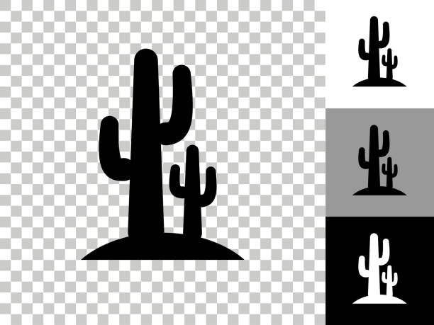 Cactus Icon on Checkerboard Transparent Background Cactus Icon on Checkerboard Transparent Background. This 100% royalty free vector illustration is featuring the icon on a checkerboard pattern transparent background. There are 3 additional color variations on the right.. cactus stock illustrations