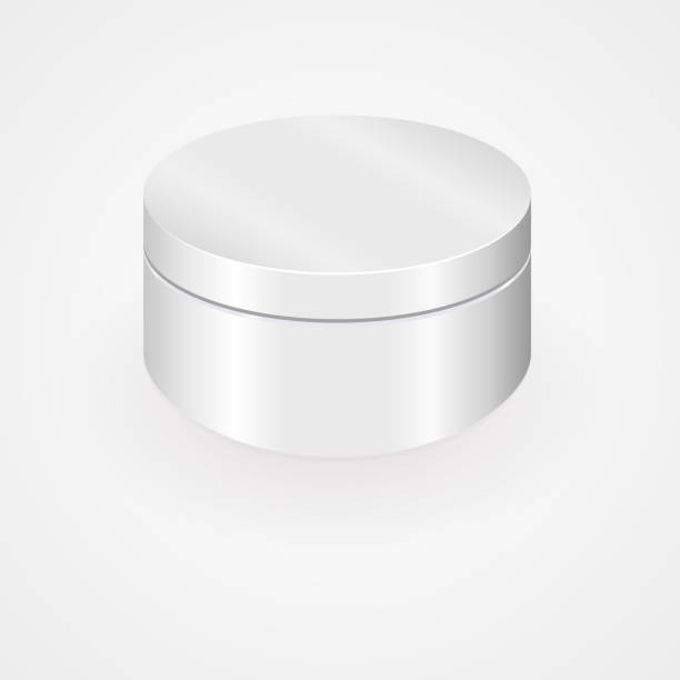 istock Vector Blank Cosmetic Container for Cream, Powder or Gel. 3d closeup on white backdrop. Container mockup. 3d vector. Isolated white background. Cosmetic package. White background cream cosmetic texture. Isolated white background. 1263994179