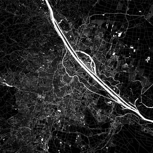 Vienna, Austria Vector Map Topographic / Road map of Vienna, Austria. Original map data is open data via © OpenStreetMap contributors. All maps are layered and easy to edit. graben vienna stock illustrations
