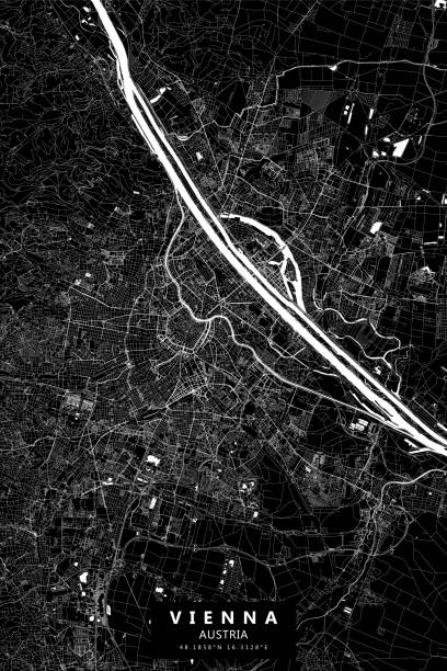 Vienna, Austria Vector Map Poster Style Topographic / Road map of Vienna, Austria. Original map data is open data via © OpenStreetMap contributors. All maps are layered and easy to edit. graben vienna stock illustrations