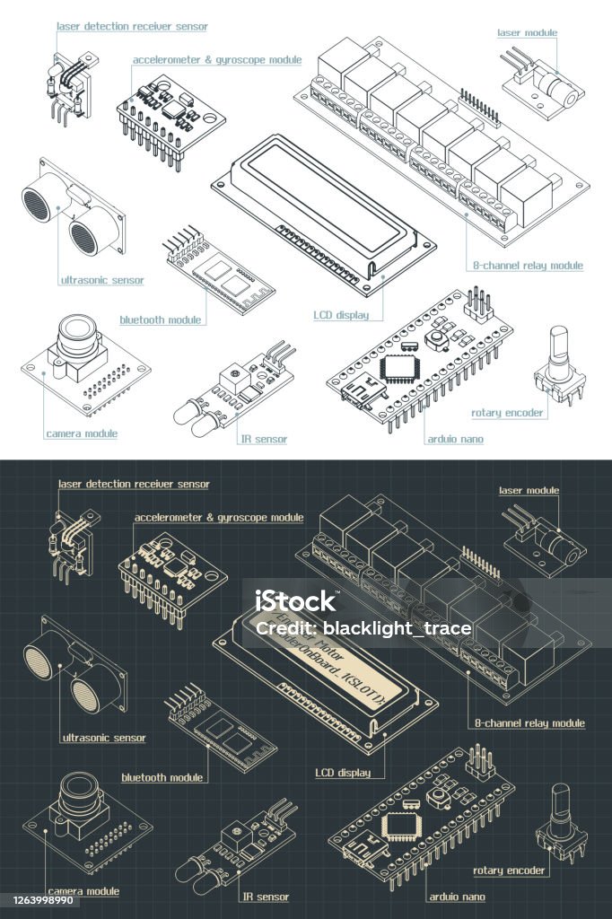 Opensource Hardware And Software Sensors Set Drawings Stock ...