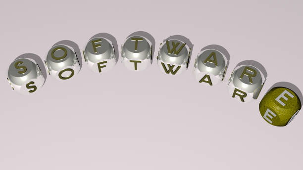 istock combination of software built by cubic letters from the top perspective, excellent for the concept presentation. illustration and computer. 3D illustration 1264000084