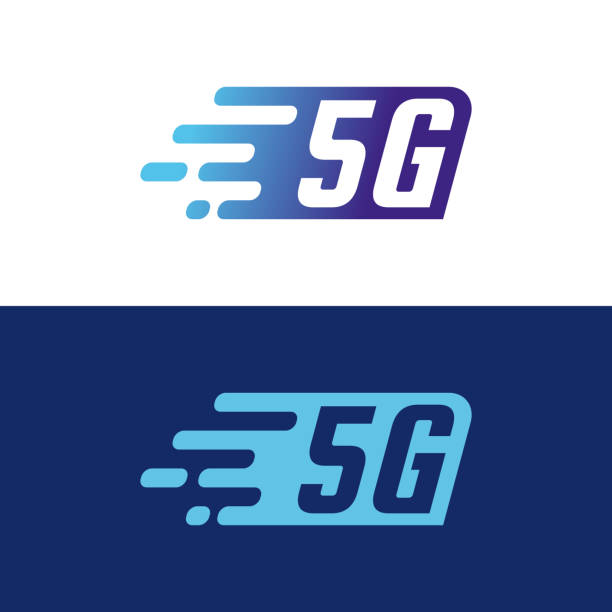 illustrazioni stock, clip art, cartoni animati e icone di tendenza di il logo fast pixel 5g progetta il vettore concettuale, il logo della rete mobile di quinta generazione. icona 5g vettoriale isolata. segnale sistemi wireless di connessione ad alta velocità - 5g